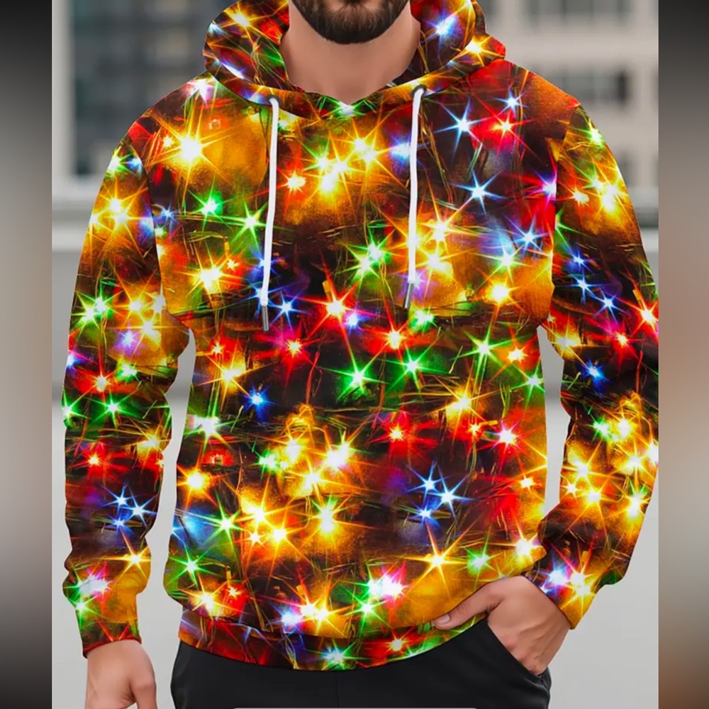 Brand New Never Worn Mens Small Christmas Light Hoodie